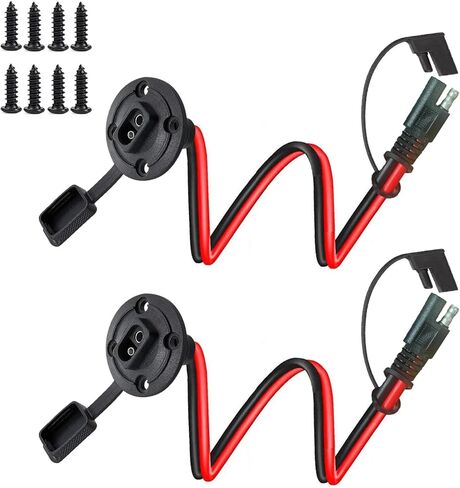 SAE Connector,Power Socket Sidewall Port,14AWG Weatherproof SAE Quick Connect Solar Panel Flush Mount Plug Outlet for Solar Panel RVs Motorcycle Generator Battery Charger(1FT #2 Pack) in Kuwait