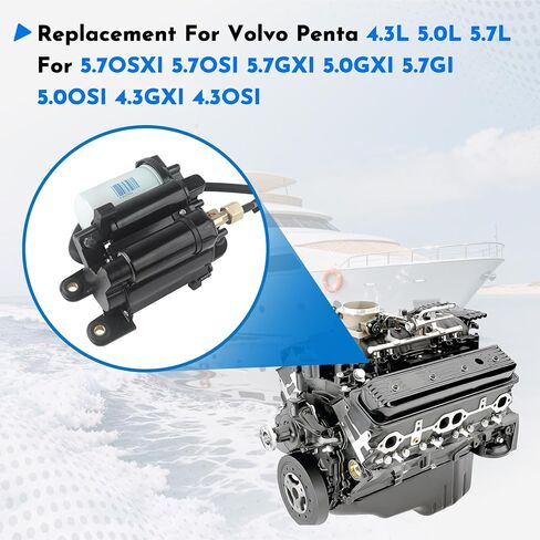 Electric Fuel Pump Assembly Replacement Compatible with Volvo Penta 21608511 21545138 4.3L 5.0L 5.7L for 4.3OSI 4.3GXI 5.0OSI 5.0GXI 5.7GI 5.7GXI 5.7OSI 5.7OSXI 3594444 213977771 3861355 3860210 in Saudi Arabia