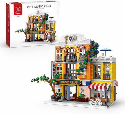 Music Club Architecture Building Set Collectible Model for Adults, Compatible with Lego City Street View with Light Creative DIY Home Office Decor for Adults in Saudi Arabia