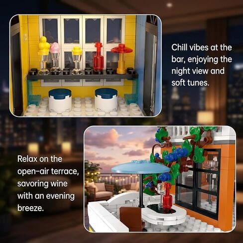 Music Club Architecture Building Set Collectible Model for Adults, Compatible with Lego City Street View with Light Creative DIY Home Office Decor for Adults in Saudi Arabia