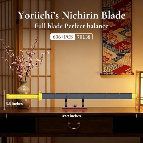 JMBricklayer Cosplay Nichirin Sword Building Toys 70138, 39in Luminous Anime Swords Toys with Scabbard and Stand, Collectible Build and Display Model Toys, for Adults Boys 14+ in Kuwait