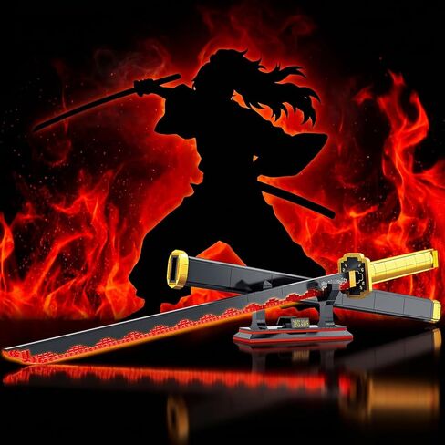 JMBricklayer Cosplay Nichirin Sword Building Toys 70138, 39in Luminous Anime Swords Toys with Scabbard and Stand, Collectible Build and Display Model Toys, for Adults Boys 14+ in Kuwait