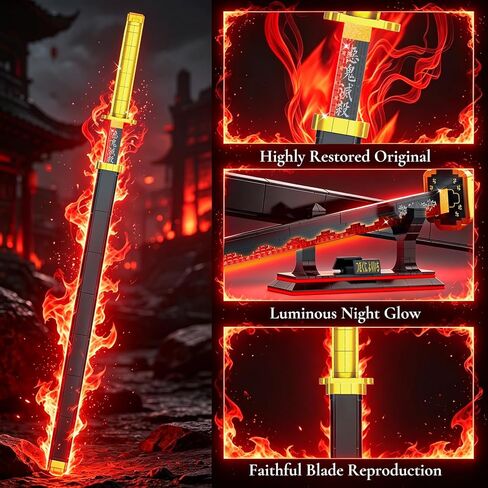 JMBricklayer Cosplay Nichirin Sword Building Toys 70138, 39in Luminous Anime Swords Toys with Scabbard and Stand, Collectible Build and Display Model Toys, for Adults Boys 14+ in Kuwait