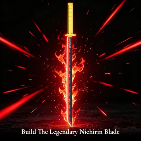 JMBricklayer Cosplay Nichirin Sword Building Toys 70138, 39in Luminous Anime Swords Toys with Scabbard and Stand, Collectible Build and Display Model Toys, for Adults Boys 14+ in Kuwait