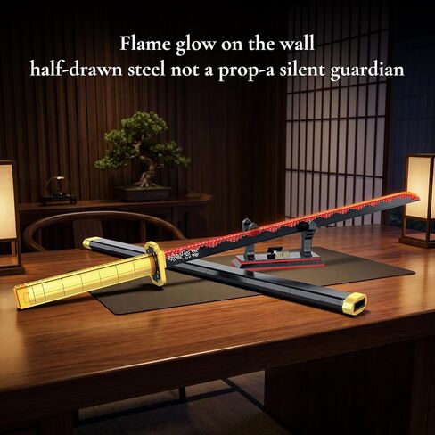 JMBricklayer Cosplay Nichirin Sword Building Toys 70138, 39in Luminous Anime Swords Toys with Scabbard and Stand, Collectible Build and Display Model Toys, for Adults Boys 14+ in Kuwait