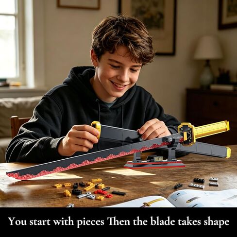 JMBricklayer Cosplay Nichirin Sword Building Toys 70138, 39in Luminous Anime Swords Toys with Scabbard and Stand, Collectible Build and Display Model Toys, for Adults Boys 14+ in Kuwait