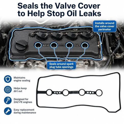 VS50530R Valve Cover Gasket Seal Compatible with 2002-2011 Camry, 2009-2012 Corolla, 2001-2007 Highlander, Replace 2AZFE 112130H010 11213-0H010 in Saudi Arabia