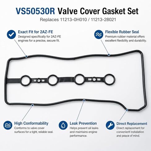 VS50530R Valve Cover Gasket Seal Compatible with 2002-2011 Camry, 2009-2012 Corolla, 2001-2007 Highlander, Replace 2AZFE 112130H010 11213-0H010 in Saudi Arabia