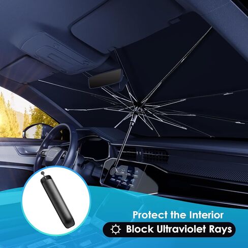 Car Windshield Sun Shade Umbrella, 2026 Upgrade Foldable Car Windshield Sun Shade Cover, 100% Sun Blocking & UV Protection Easy to Store, Fits Most Cars & SUVs (Large (55.1 * 31.1 inch)) in Saudi Arabia