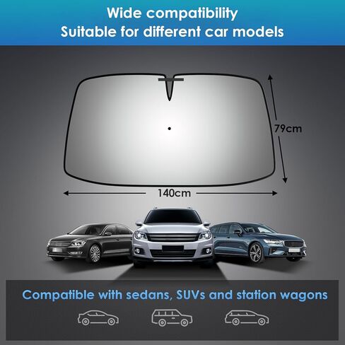 Car Windshield Sun Shade Umbrella, 2026 Upgrade Foldable Car Windshield Sun Shade Cover, 100% Sun Blocking & UV Protection Easy to Store, Fits Most Cars & SUVs (Large (55.1 * 31.1 inch)) in Saudi Arabia