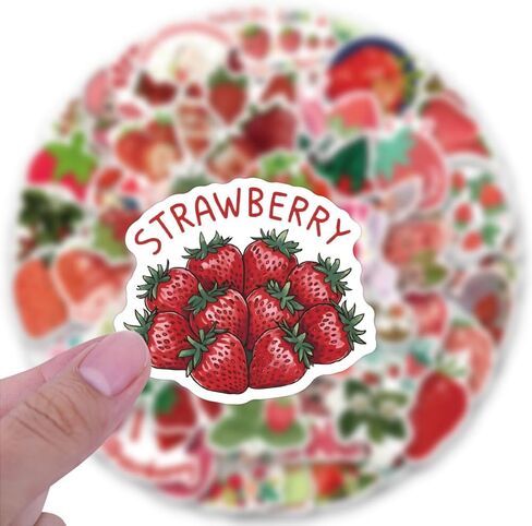 124PCS Strawberry Stickers, Suitable for Boys and Girls, Strawberry Lovers, and Can Be Used On Water Bottles, Laptops, Mobile Phones in Kuwait