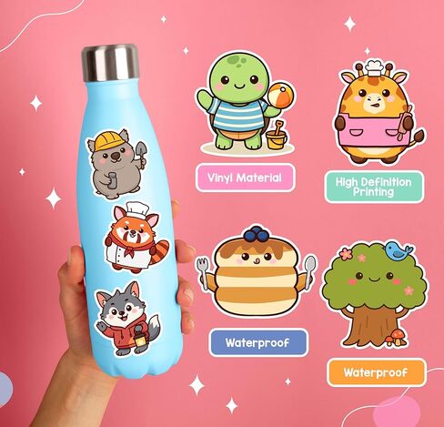 Pocket Pals by Puraesla - 308 PCS Emotional Support Animals Stickers for Kids Cute Water Bottle Stickers Waterproof Vinyl ASticker Self Adhesive Pet Reward Sticker for Baby Teacher Party Fvors in Saudi Arabia