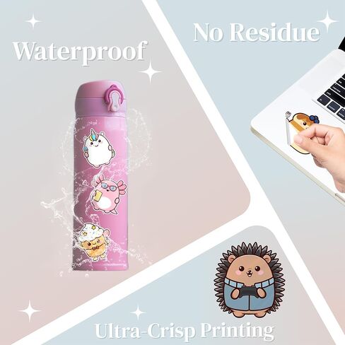 Pocket Pals by Puraesla - 308 PCS Emotional Support Animals Stickers for Kids Cute Water Bottle Stickers Waterproof Vinyl ASticker Self Adhesive Pet Reward Sticker for Baby Teacher Party Fvors in Saudi Arabia