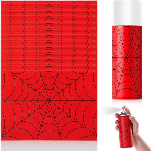 Geyoga 30 Pcs Spiderweb Stickers Silly String Labels for 1.8 oz Spiderweb Silly String Labels Red Web Bottle Sticker Can Red Spider Stickers for Birthday Party Supplies for Girls Boys(Small) in Kuwait