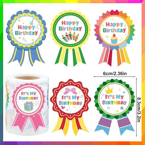 240 PCS Happy Birthday Badge Stickers Roll Colorful It's My Birthday Badge Sticker for Kids Self-Adhesive Birthdays Badges Label Stickers for Home School Classroom Gift Decals Party Favors Supplies in Kuwait