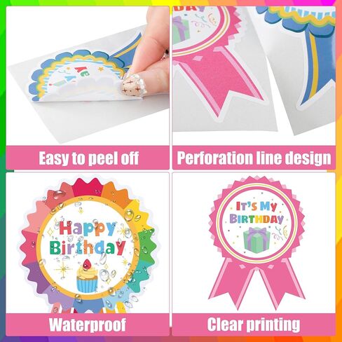 240 PCS Happy Birthday Badge Stickers Roll Colorful It's My Birthday Badge Sticker for Kids Self-Adhesive Birthdays Badges Label Stickers for Home School Classroom Gift Decals Party Favors Supplies in Kuwait