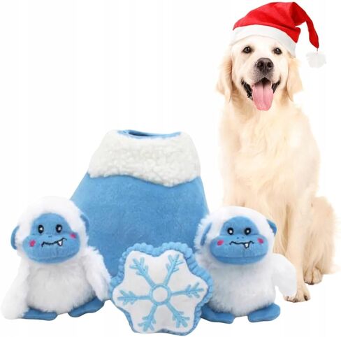 ZippyPaws Burrow Christmas Dog Toy - Plush Squeaky Holiday Dog Gifts for Small & Medium Puppy Dogs, Interactive Hide & Seek Stocking Stuffers for Pets - Yeti Mountain & Snowflake in Saudi Arabia