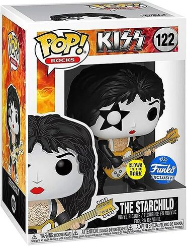 مقتنيات ملحمية Pop Rocks: KISS - مجموعة شخصيات The Starchild (تتوهج في الظلام) الحصرية من الفينيل مع واقي صندوق Funko المتوافق in Kuwait