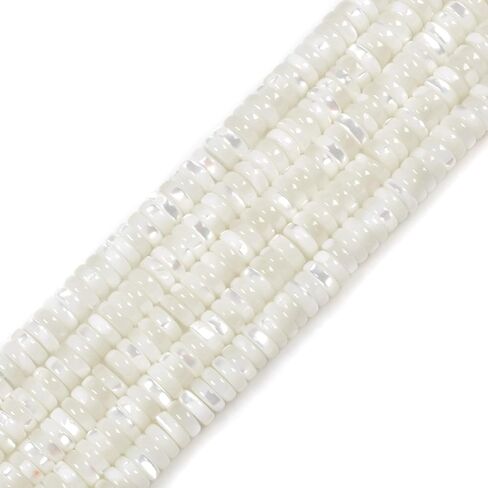 5 to 6mm Natural Mother of Pearl MOP Shell Gemstone Heishi Disc Rondelle Spacer Jewelry Making DIY Loose Beads 16 inch in Kuwait