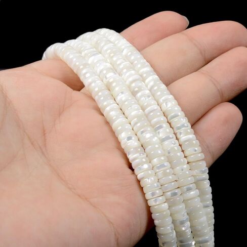 5 to 6mm Natural Mother of Pearl MOP Shell Gemstone Heishi Disc Rondelle Spacer Jewelry Making DIY Loose Beads 16 inch in Kuwait