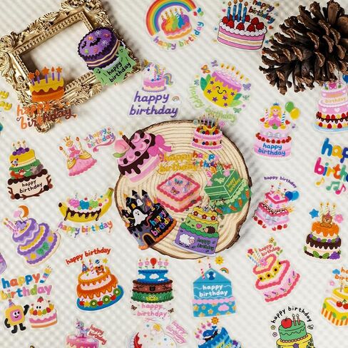Happy Birthday Stickers for Kids, 56Pcs Clear PET Birthday Cute Stickers for Water Bottles Cell Phones Guitars Laptops Teens Adults Party Supplies Decoration in Saudi Arabia