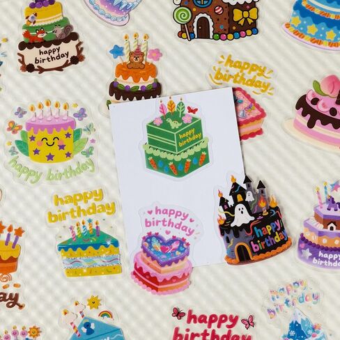 Happy Birthday Stickers for Kids, 56Pcs Clear PET Birthday Cute Stickers for Water Bottles Cell Phones Guitars Laptops Teens Adults Party Supplies Decoration in Saudi Arabia