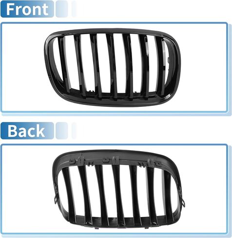 X AUTOHAUX الجبهة العلوي غطاء محرك السيارة الوفير مصبغة شواء لسيارات BMW X5 4 أبواب 2007-2013 المصد العلوي الأمامي الكلى مصبغة شواء إشارة شريحة زوج أسود لامع in Kuwait