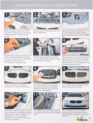 X AUTOHAUX الجبهة العلوي غطاء محرك السيارة الوفير مصبغة شواء لسيارات BMW X5 4 أبواب 2007-2013 المصد العلوي الأمامي الكلى مصبغة شواء إشارة شريحة زوج أسود لامع in Kuwait