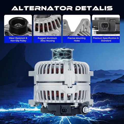 13985 New Alternator 5.7L V8 for Dodge Ram 1500 2500 3500 2003-2006, for Durango 2004, Automotive Replacement Alternators Replace 56029086AA ABO0065 0124525006 in Kuwait