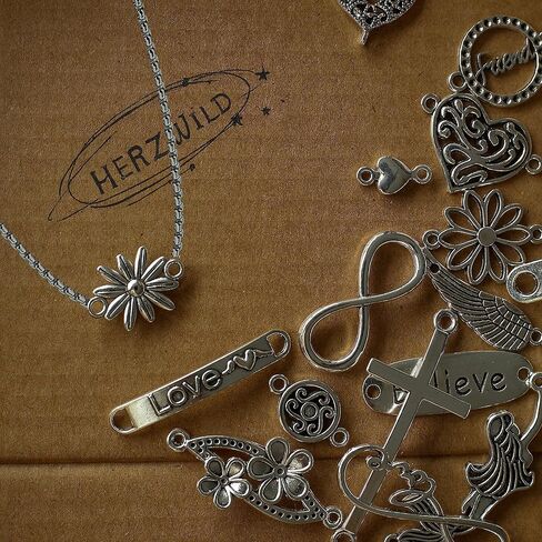 Jewellery Connector Metal Mixed Charms Pendant Set DIY Jewellery Pendant Infinity Sign Pendant Heart Jewellery Connector DIY Craft Charms, Metal… in Saudi Arabia