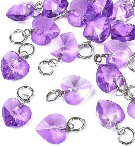 50pcs Crystal Heart Glass Charms Faceted Love Heart Dangles Pendant with Jump Ring for Jewelry Making DIY Necklace Bracelet Earring Keychain Hanging Decoration Valentine's Day in Kuwait