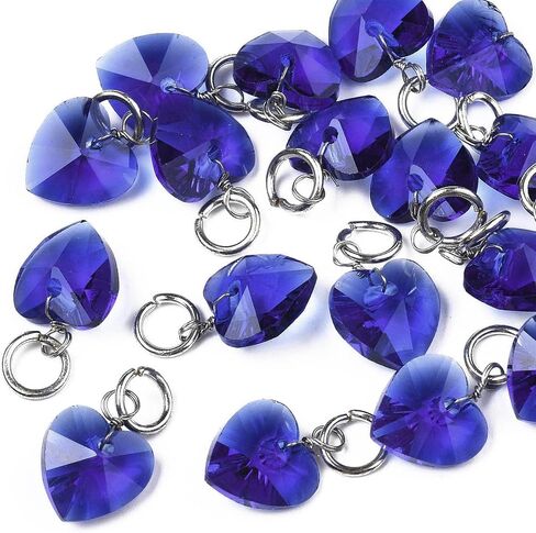 50pcs Crystal Heart Glass Charms Faceted Love Heart Dangles Pendant with Jump Ring for Jewelry Making DIY Necklace Bracelet Earring Keychain Hanging Decoration Valentine's Day in Kuwait