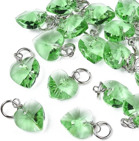 50pcs Crystal Heart Glass Charms Faceted Love Heart Dangles Pendant with Jump Ring for Jewelry Making DIY Necklace Bracelet Earring Keychain Hanging Decoration Valentine's Day in Kuwait