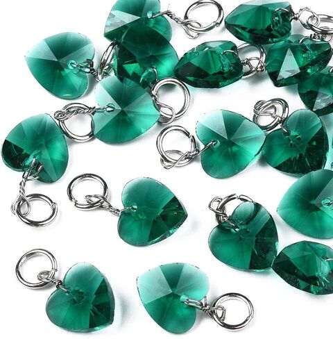 50pcs Crystal Heart Glass Charms Faceted Love Heart Dangles Pendant with Jump Ring for Jewelry Making DIY Necklace Bracelet Earring Keychain Hanging Decoration Valentine's Day in Kuwait