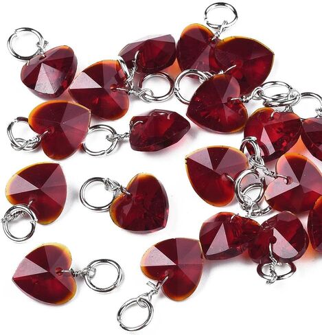 50pcs Crystal Heart Glass Charms Faceted Love Heart Dangles Pendant with Jump Ring for Jewelry Making DIY Necklace Bracelet Earring Keychain Hanging Decoration Valentine's Day in Kuwait