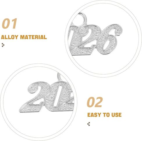 Garneck 100pcs 2026 Charms: Year Signet Number Pendants For Jewelry Making Finding Craft Accessories Graduation Hat Tassel Necklaces Keychain Diy Project Christmas Decor Golden in Kuwait