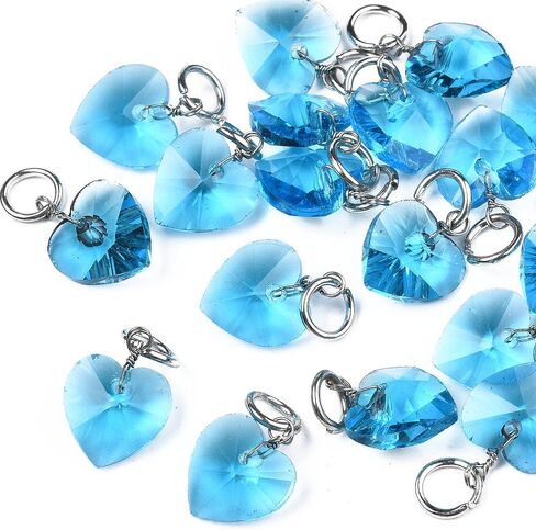 50pcs Crystal Heart Glass Charms Faceted Love Heart Dangles Pendant with Jump Ring for Jewelry Making DIY Necklace Bracelet Earring Keychain Hanging Decoration Valentine's Day in Kuwait