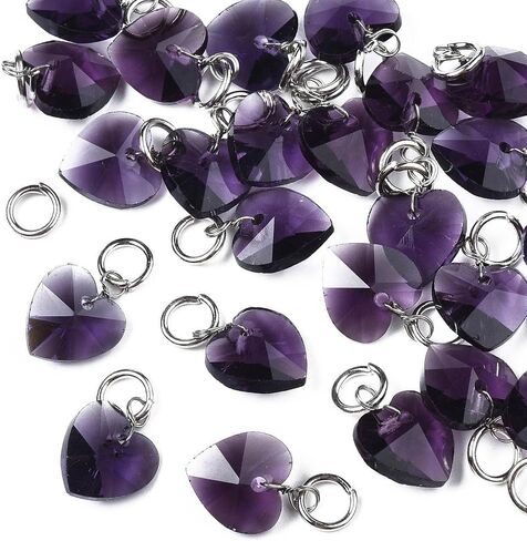 50pcs Crystal Heart Glass Charms Faceted Love Heart Dangles Pendant with Jump Ring for Jewelry Making DIY Necklace Bracelet Earring Keychain Hanging Decoration Valentine's Day in Kuwait