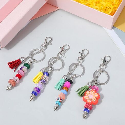 72 Pcs Beadable Keychains Bars Bulk, Included 36 Pcs Beadable Keychain Bars with 36 Colorful Tassel Pendants & 36 Zinc Alloy Clasps, Keychain for Beads Making Supplie in Saudi Arabia