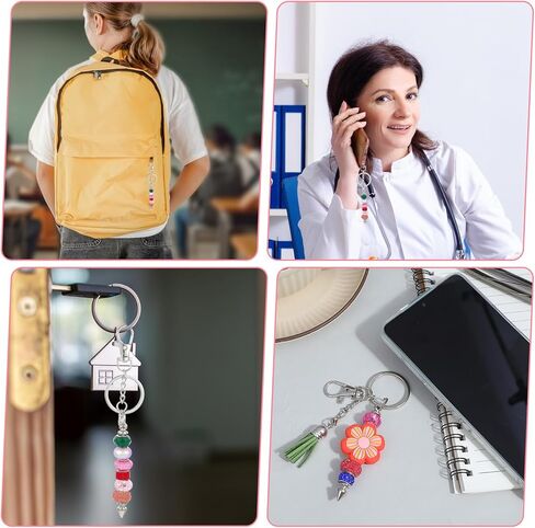 72 Pcs Beadable Keychains Bars Bulk, Included 36 Pcs Beadable Keychain Bars with 36 Colorful Tassel Pendants & 36 Zinc Alloy Clasps, Keychain for Beads Making Supplie in Saudi Arabia