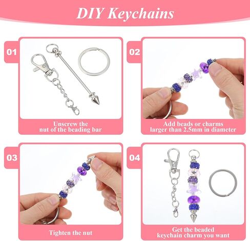72 Pcs Beadable Keychains Bars Bulk, Included 36 Pcs Beadable Keychain Bars with 36 Colorful Tassel Pendants & 36 Zinc Alloy Clasps, Keychain for Beads Making Supplie in Saudi Arabia