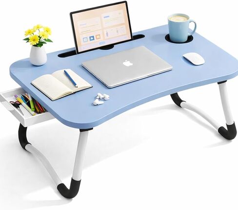 WSA Foldable Laptop Bed Desk with Cup Holder & Tablet Slot Portable Lap Desk Tray Table for Couch Sofa & Bed Large Notebook Stand for Eating Writing Studying Breakfast in Bed (Green) in Saudi Arabia