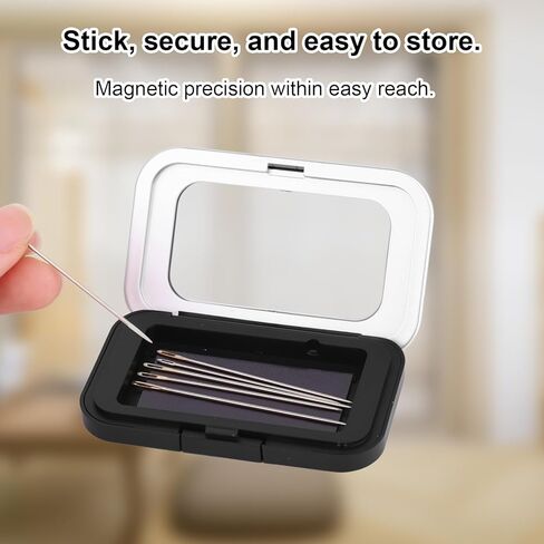 Magnetic Needle Holder Case with Clear Lid, Sewing Pin Storage Box Keeper for Needles Bobby Pins Paper Clips Under 6.5cm, Craft Supply Organizer Gift (Needles Not Included) in Kuwait