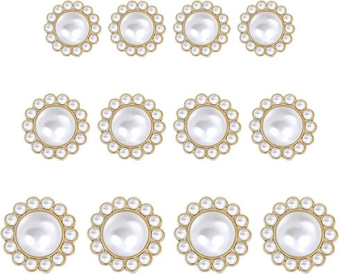 12 Pcs Fancy Buttons for Clothes, 18/21/25mm Rhinestone & Pearl Buttons Set, Gold Acrylic Round Rhinestone Buttons for Coats, Suits, Knitting, DIY Crafts (4 Pcs Each Size) in Saudi Arabia