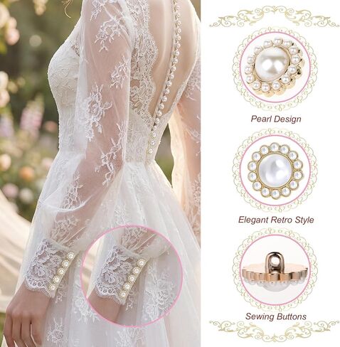 12 Pcs Fancy Buttons for Clothes, 18/21/25mm Rhinestone & Pearl Buttons Set, Gold Acrylic Round Rhinestone Buttons for Coats, Suits, Knitting, DIY Crafts (4 Pcs Each Size) in Saudi Arabia