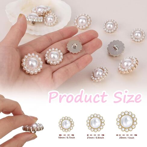12 Pcs Fancy Buttons for Clothes, 18/21/25mm Rhinestone & Pearl Buttons Set, Gold Acrylic Round Rhinestone Buttons for Coats, Suits, Knitting, DIY Crafts (4 Pcs Each Size) in Saudi Arabia
