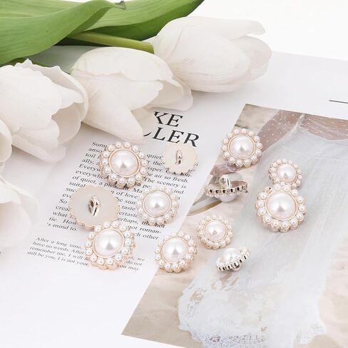12 Pcs Fancy Buttons for Clothes, 18/21/25mm Rhinestone & Pearl Buttons Set, Gold Acrylic Round Rhinestone Buttons for Coats, Suits, Knitting, DIY Crafts (4 Pcs Each Size) in Saudi Arabia