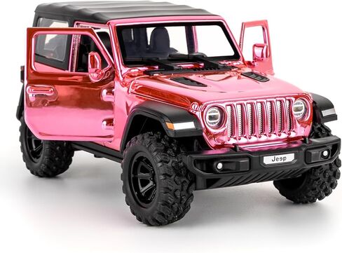 TGRCM-CZ 1:32 Scale Wrangler Rubicon Toy Car – Die-cast Model with Sound & Light Effects, Pull-Back Function, Durable Toddler Toy, Suitable for Ages 3 and Up,Pink in Saudi Arabia