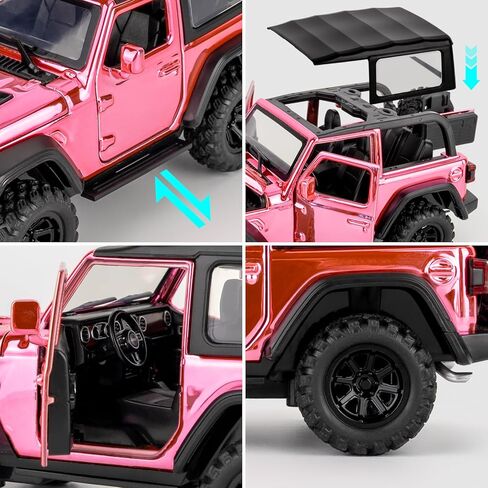 TGRCM-CZ 1:32 Scale Wrangler Rubicon Toy Car – Die-cast Model with Sound & Light Effects, Pull-Back Function, Durable Toddler Toy, Suitable for Ages 3 and Up,Pink in Saudi Arabia