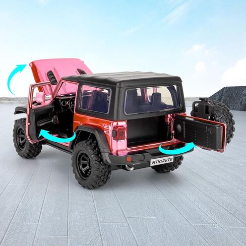 TGRCM-CZ 1:32 Scale Wrangler Rubicon Toy Car – Die-cast Model with Sound & Light Effects, Pull-Back Function, Durable Toddler Toy, Suitable for Ages 3 and Up,Pink in Saudi Arabia